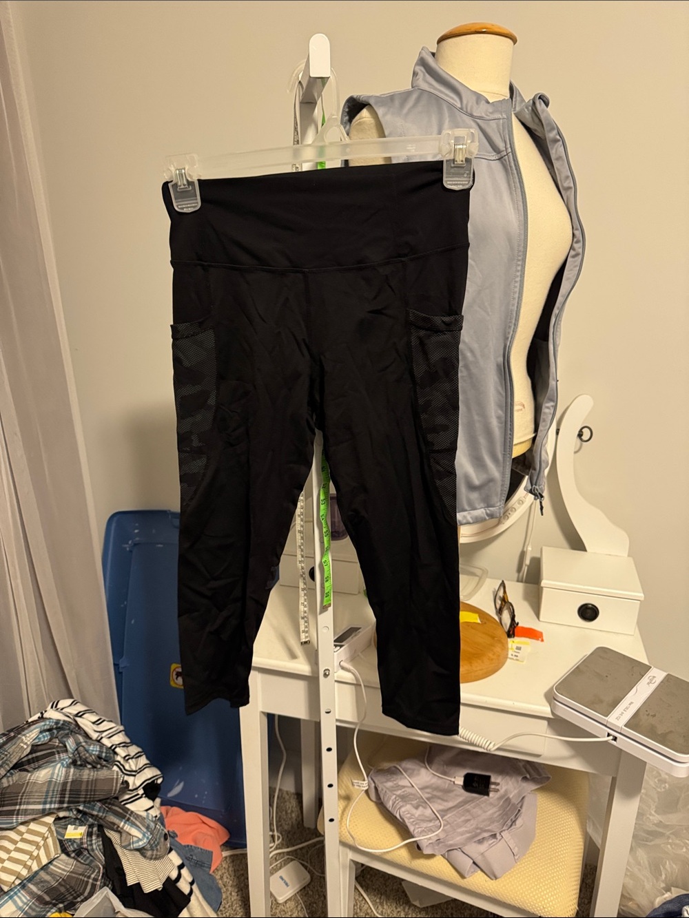ZYIA Black Capri Leggings with Mesh Side Panels